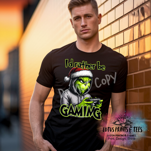 Id Rather Be Gaming Green Mean Graphic Top