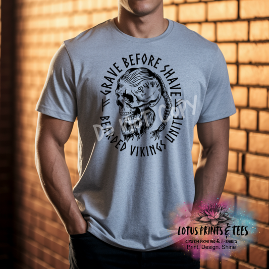 Grave Before Shave Viking Skull Custom Graphic Top