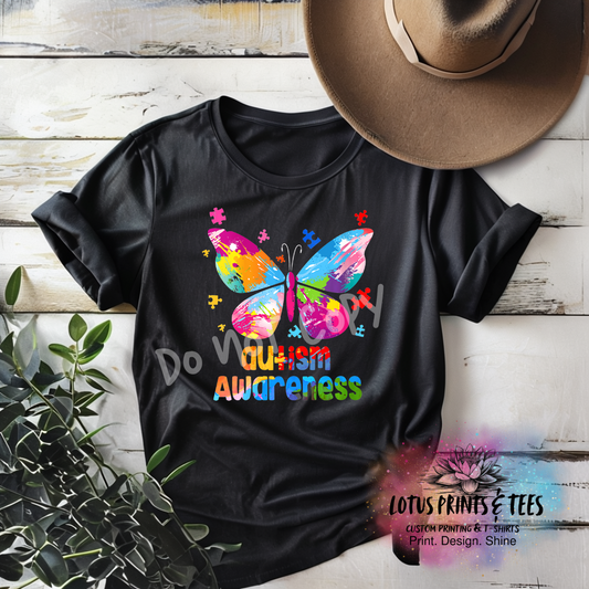 Butterfly Autism Awareness Custom Graphic Top